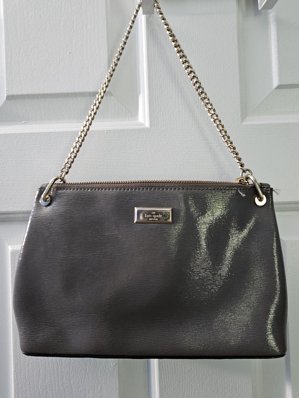 kate spade Gray Bag with Gold Chain